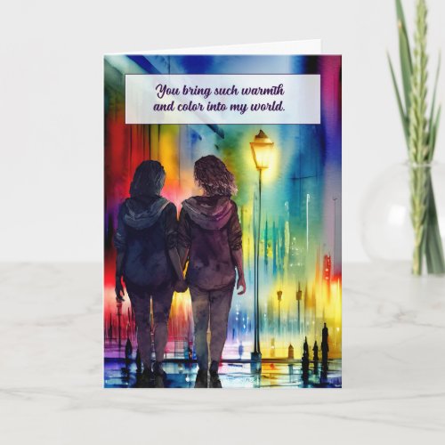 Love and Romance Lesbian Couple Gay Rainbow Card