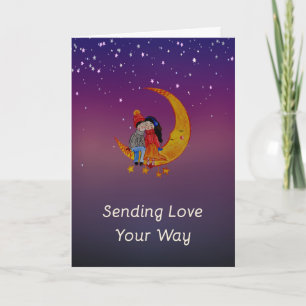 Love and Romance with Stars and Moon Card
