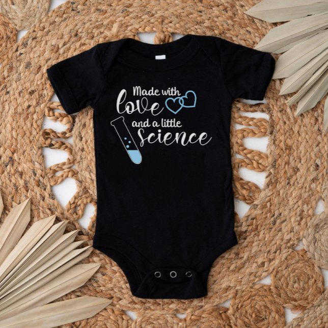 Love and Science IVF Quote Sky Blue White Text Baby Bodysuit (Creator Uploaded)