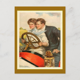 ‘Love and Six Cylinders’ Vintage Advertisement Postcard