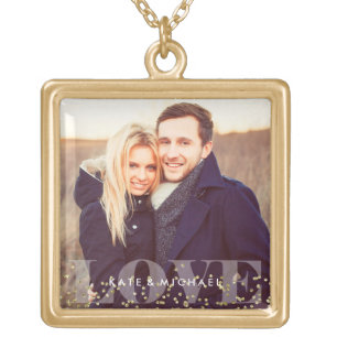 Love and Sparkles Photo Gold Plated Necklace