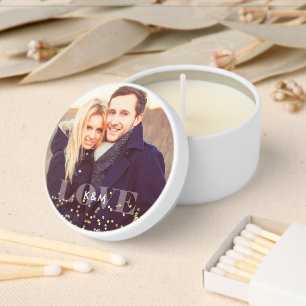 "Love" and Sparkles Photo Mini Candle Favors