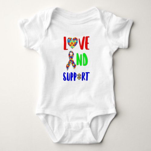 Love And Support 2 spectrum Awareness April Autism Baby Bodysuit