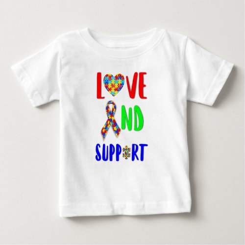 Love And Support 2 spectrum Awareness April Autism Baby T_Shirt