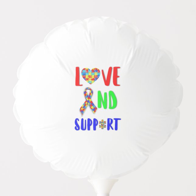 Love And Support 2 spectrum Awareness April Autism Balloon (Front)