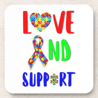 Love And Support 2 spectrum Awareness April Autism Beverage Coaster