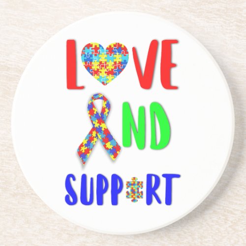 Love And Support 2 spectrum Awareness April Autism Coaster