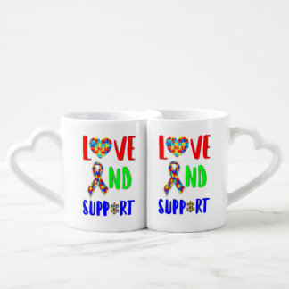 Love And Support 2 spectrum Awareness April Autism Coffee Mug Set