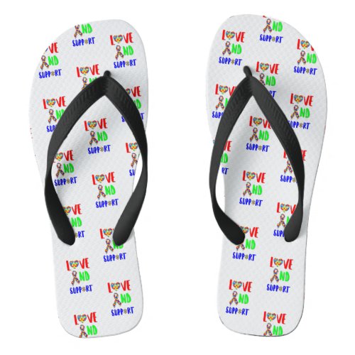 Love And Support 2 spectrum Awareness April Autism Flip Flops