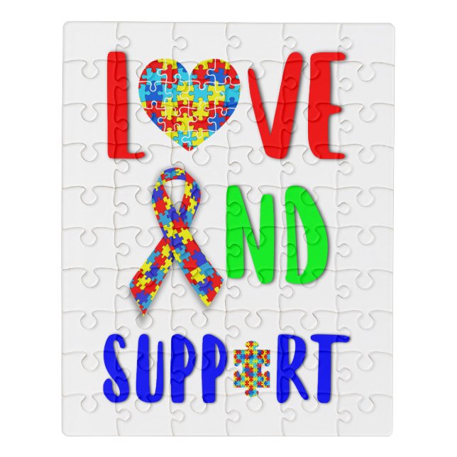 Love And Support 2 spectrum Awareness April Autism Jigsaw Puzzle (Puzzle Vertical)