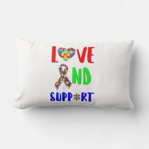 Love And Support 2 spectrum Awareness April Autism Lumbar Pillow