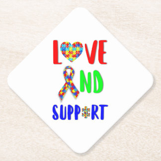 Love And Support 2 spectrum Awareness April Autism Paper Coaster