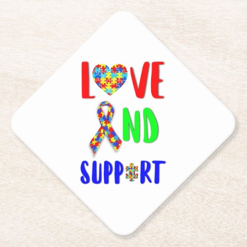 Love And Support 2 spectrum Awareness April Autism Paper Coaster