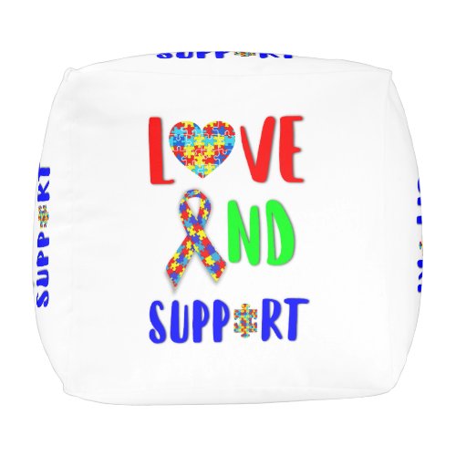 Love And Support 2 spectrum Awareness April Autism Pouf
