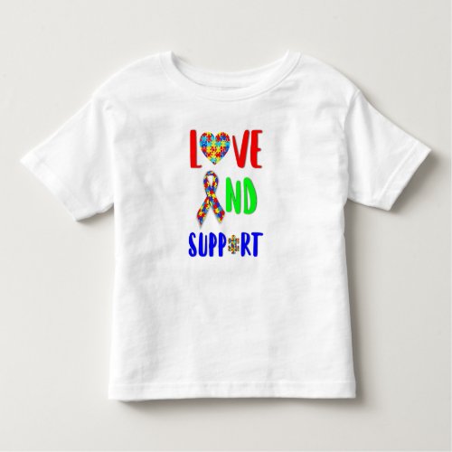 Love And Support 2 spectrum Awareness April Autism Toddler T_shirt