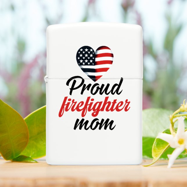 Love and support honors firefighter moms zippo lighter (On Table)