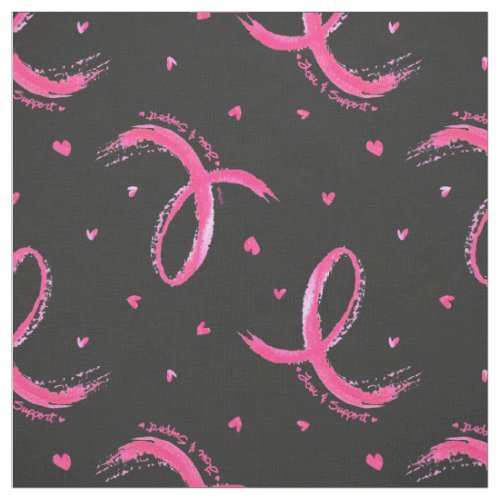 Love and Support Pink Ribbon Pattern Fabric