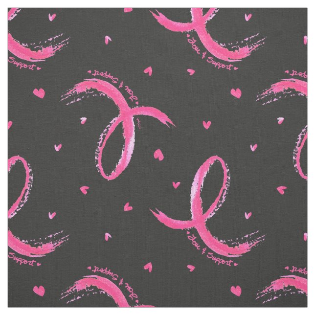 Love and Support Pink Ribbon Pattern Fabric (Swatch)
