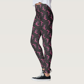 Love and Support Pink Ribbon Pattern Leggings