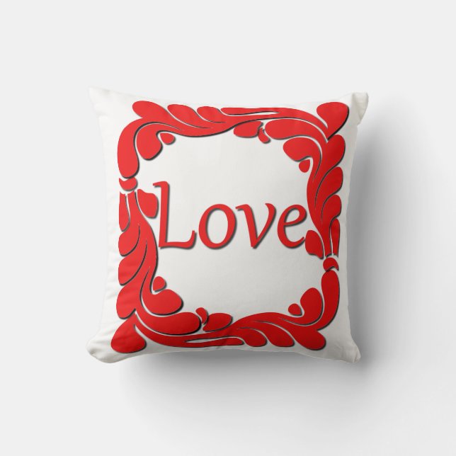 Love and Swirled Border Pillow (Front)