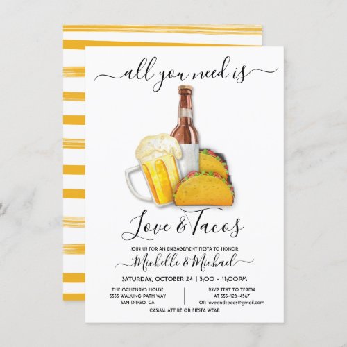 Love and Tacos Beer Fiesta Engagement Party Invitation