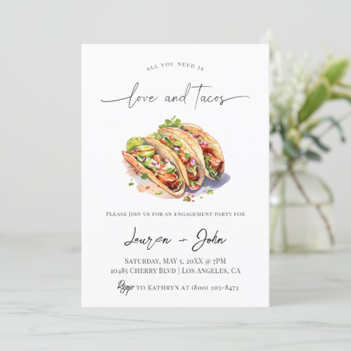 Love and Tacos Engagement Party Invitation | Zazzle