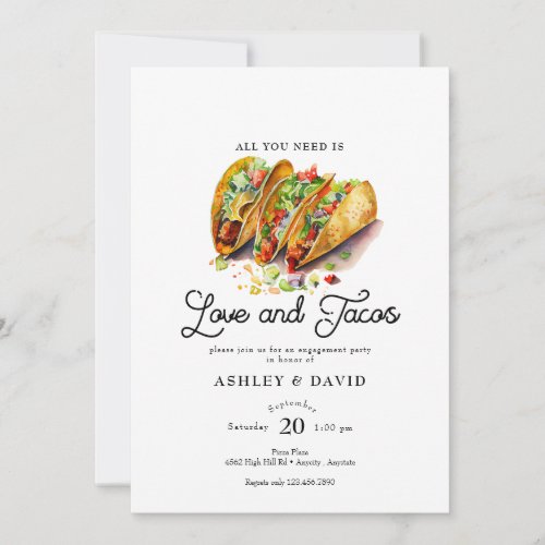 Love and Tacos  Engagement Party Invitations