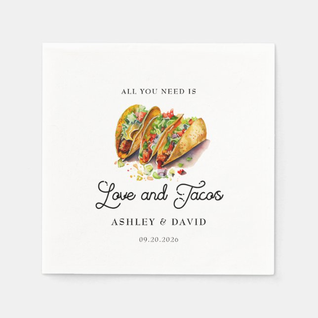 Love and Tacos | Engagement Party  Napkins (Front)