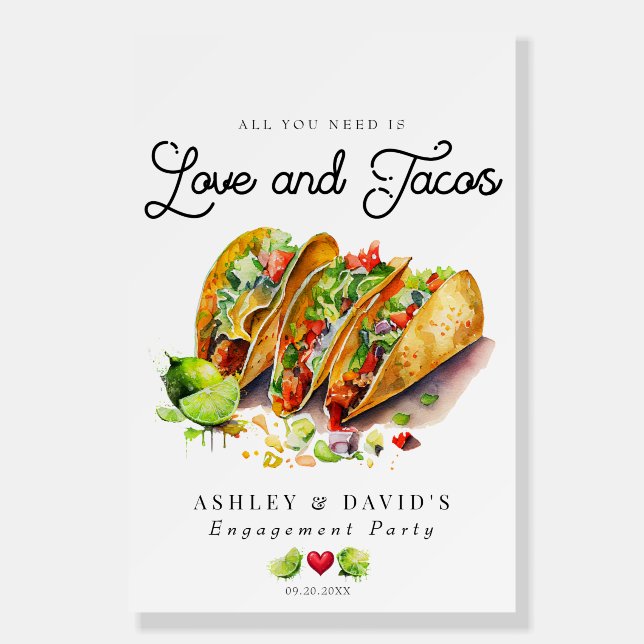 Love and Tacos | Engagement Party Welcome Poster (Front)
