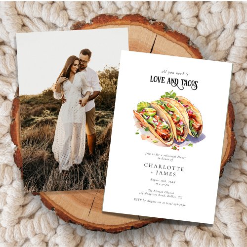 Love and Tacos Photo Wedding Rehearsal Dinner Invitation