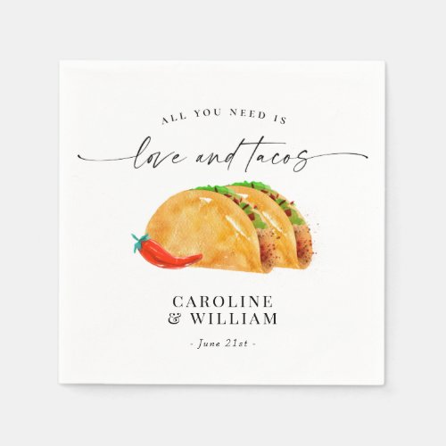 Love and Tacos Rehearsal Dinner Napkins