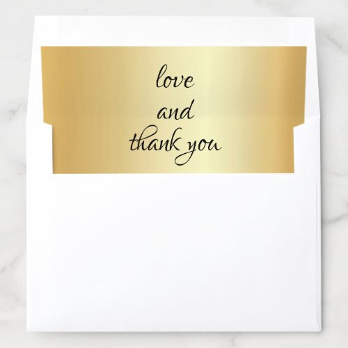 Love And Thank You Faux Gold Template Handwritten Envelope Liner