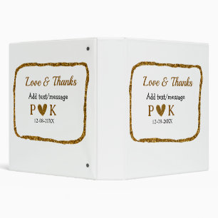 Love and thanks add couple name golden black weddi 3 ring binder