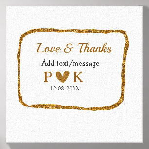Love and thanks add couple name golden black weddi canvas photo tile
