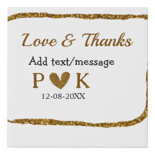 Love and thanks add couple name golden black weddi faux canvas print