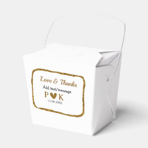 Love and thanks add couple name golden black weddi favor boxes