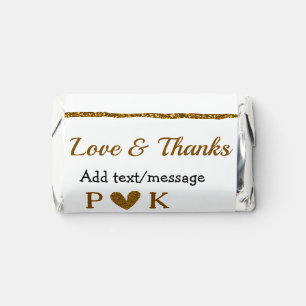 Love and thanks add couple name golden black weddi hershey's miniatures