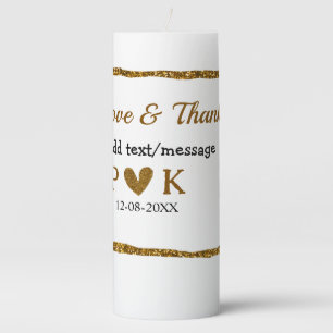 Love and thanks add couple name golden black weddi pillar candle