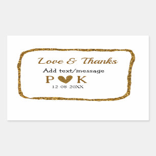 Love and thanks add couple name golden black weddi rectangular sticker