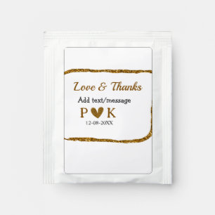 Love and thanks add couple name golden black weddi tea bag drink mix