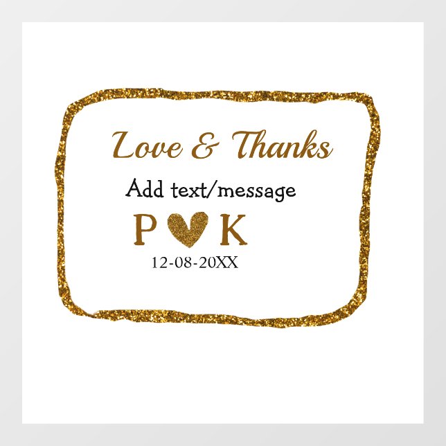 Love and thanks add couple name golden black weddi window cling (Sheet)