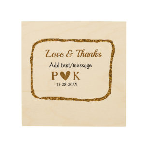 Love and thanks add couple name golden black weddi wood wall art