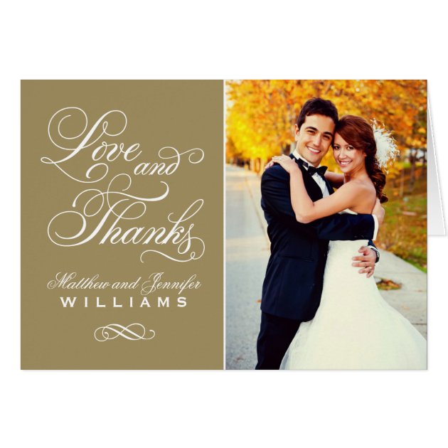 Love And Thanks | Antique Gold Wedding Thank You Card