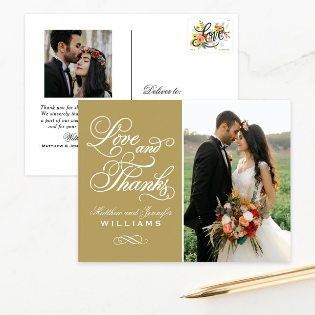 Love and Thanks Antique Wedding Photo Thank You Postcard (Creator Uploaded)