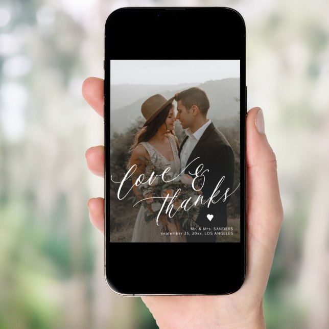 Love and thanks arch photo wedding thank you card (Front Digital)