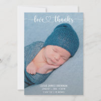 Love and Thanks Baby Birth Announcement Photo Card