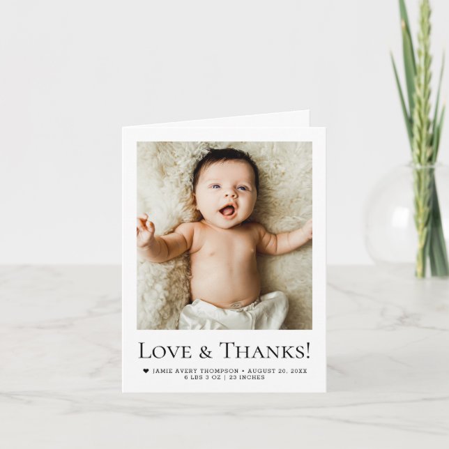 Love and Thanks Baby Photo Birth announcement (Front)