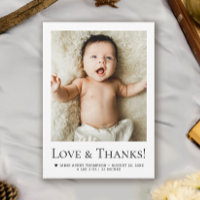 Love and Thanks Baby Photo Birth announcement