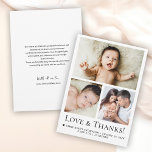 Love and Thanks Baby Photo Birth announcement<br><div class="desc">Express gratitude in style with the Simple Love and Thanks Typography Photo Grid Baby Boy thank you flat card! Featuring a clean design with a photo grid layout, this customizable card is perfect for showcasing your little one’s adorable moments while thanking friends and family. A heartfelt and modern way to...</div>
