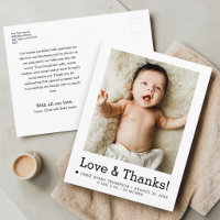 Love and Thanks Baby Photo Birth announcement